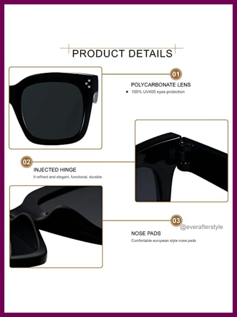 Oversized Square Frame Sunglasses UV Protection for Women